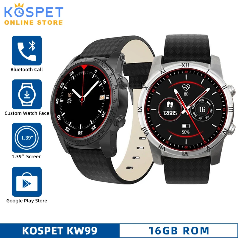 Смарт-часы KW99 3G с поддержкой Android Bluetooth пульсометром GPS шагомером 1 39 дюйма AMOLED Wi-Fi |