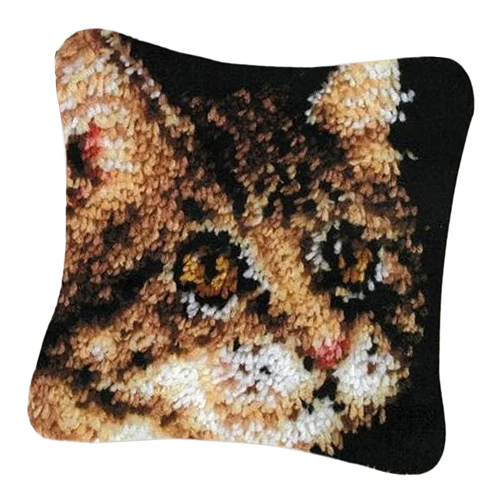 Latch Hook Kits for DIY Throw Rug Carpet Two Rabbits with Pattern Printed, Crochet Needlework Crafts for Kids and Adults