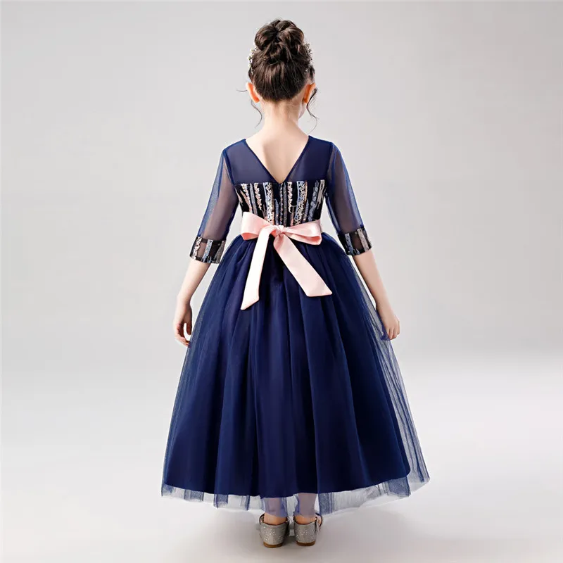 Girls formal dress Floral Kids Girls Princess Bridesmaid Pageant Gown Birthday Party Wedding Dress vestido robe fille #4O29 (20)