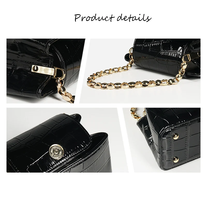 New Stone Pattern Chain PU Female Bag Handbag Europe And America Casual Women's Shoulder Bag Buckle Small Flip Messenger Bag