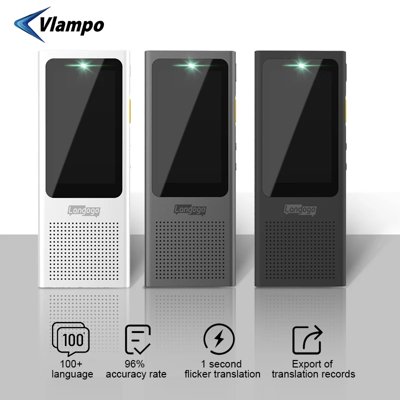 

VLAMPO Translation AI Smart Voice 100 Languages Real-time Face-to-Face WIFI 2.4''TFT 12MP Multi-function Translator