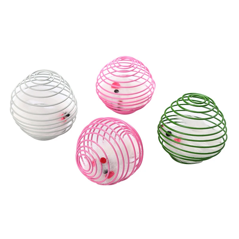 Cat Self-excited Toy Spring Prison Cage Mouse Telescopic Wire Spring Color Random Cat Toy 1pcs High Quality Multi-style Pet Toys