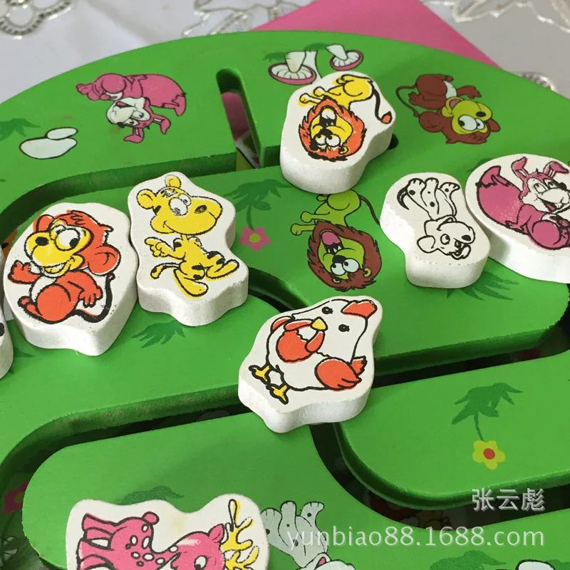 Детские развивающие деревянные игрушки мультфильм животных лабиринт круглый лабиринт улучшить логику ребенка аналитический