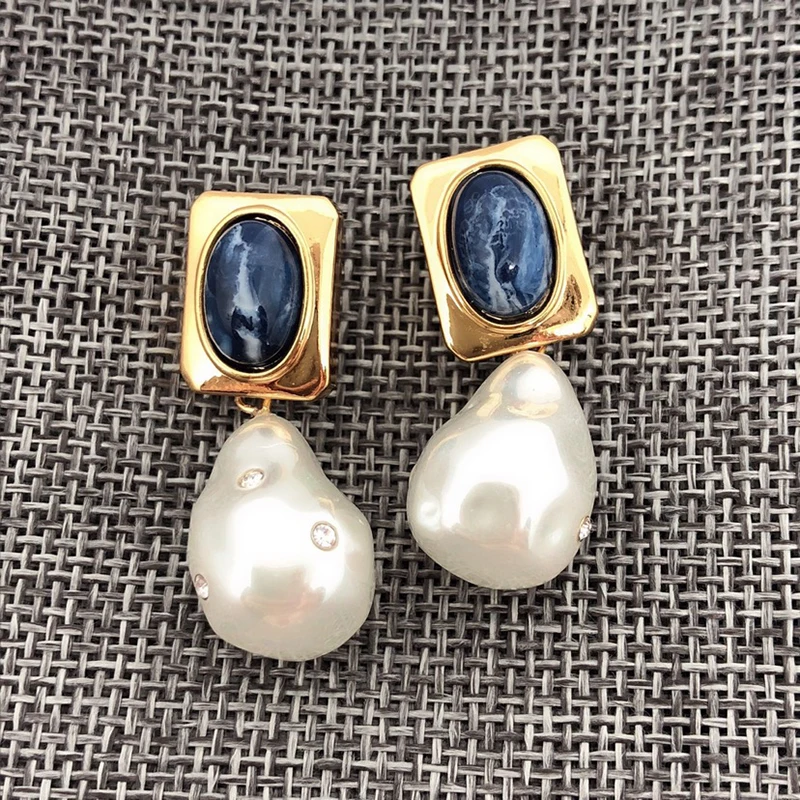 

Fashion Brand Anomalistic Pearl Jewelry For Women Gold Color Freshwater Pear Earrings Tassel Pearl Design Wedding Party Earrings