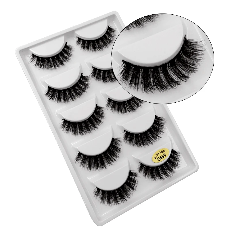 5 Pairs 3D Mink Hair False Eyelashes Natural Thick Long Eye Lashes Wispy Makeup Beauty Extension 4