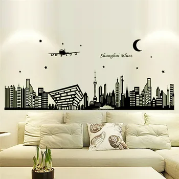 

Glow in the Dark Wall Stickers Mural City Silhouettes Luminous Sticker Fluorescent Art Wall Decals for kids rooms Home Decor