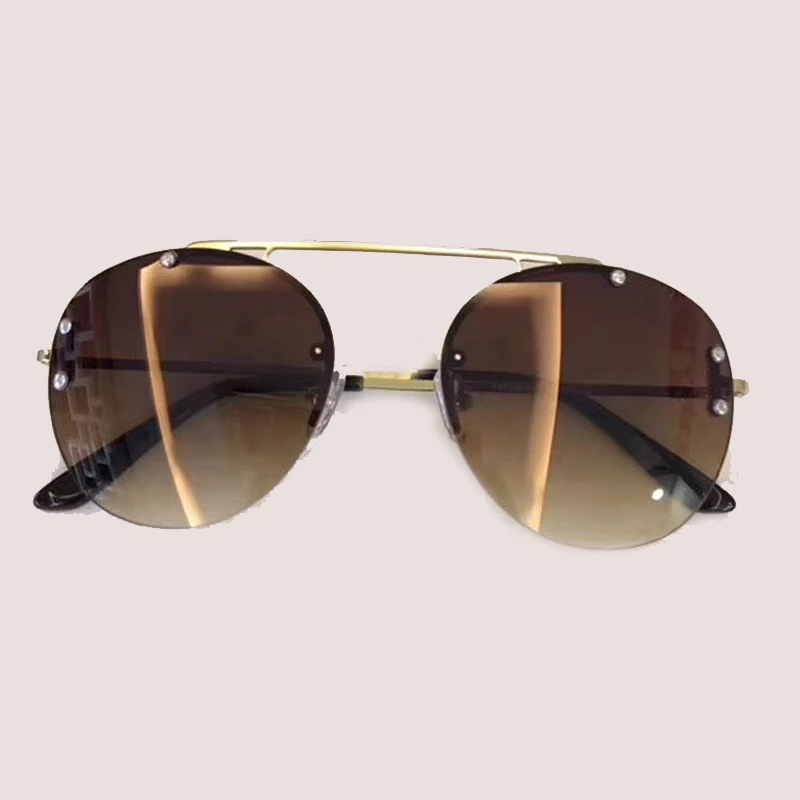 No4 Sunglasses Винтажные Круглые Солнцезащитные очки без оправы для женщин, высокое качество, с упаковочной коробкой, Oculos De Sol Feminino, ретро круглые солнцезащитные очки - Цвет линз: No4 Sunglasses