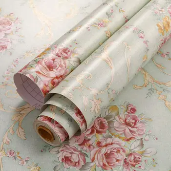 

Lvcky Vintage Flower Shelf Liner Dresser Drawer Sticker Self-Adhesive Cabinet Desk Contact Paper Green-Rose