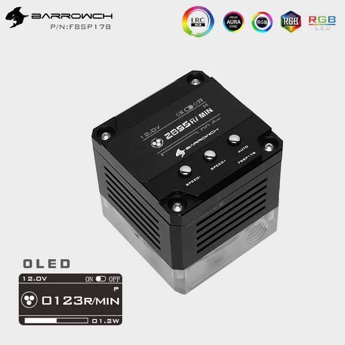 Barrow 17W DDC PWM Pump Intelligent OLED display Maximum Flow Lift 5.5 Meters 960L/H 4000RPM Regulation 5V A-RGB Light | Компьютеры и
