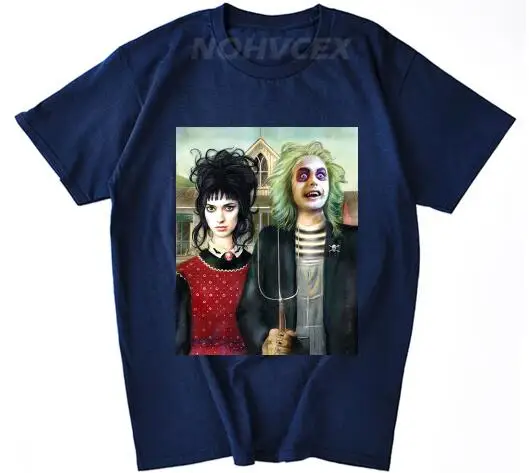 Beetlejuice NEVER TRUST THE Live классический культовый фильм 1980'S с коротким рукавом мужские футболки - Цвет: Тёмно-синий