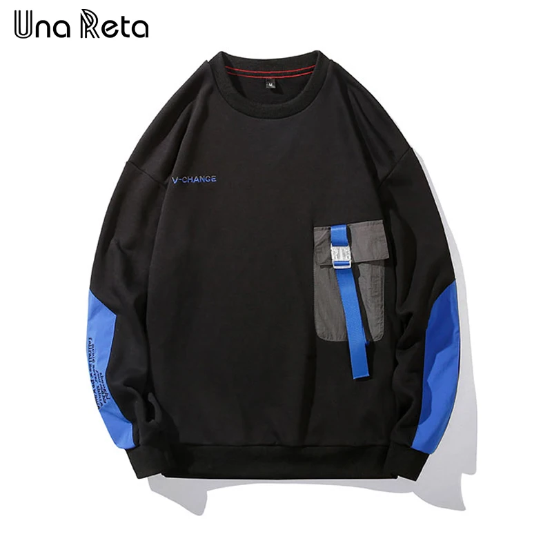 

Una Reta Men Sweatshirt New Hip-Hop Round neck Sweatshirt Streetwear Cool Chest pocket design Casual Hoodie Pullover Tops Man