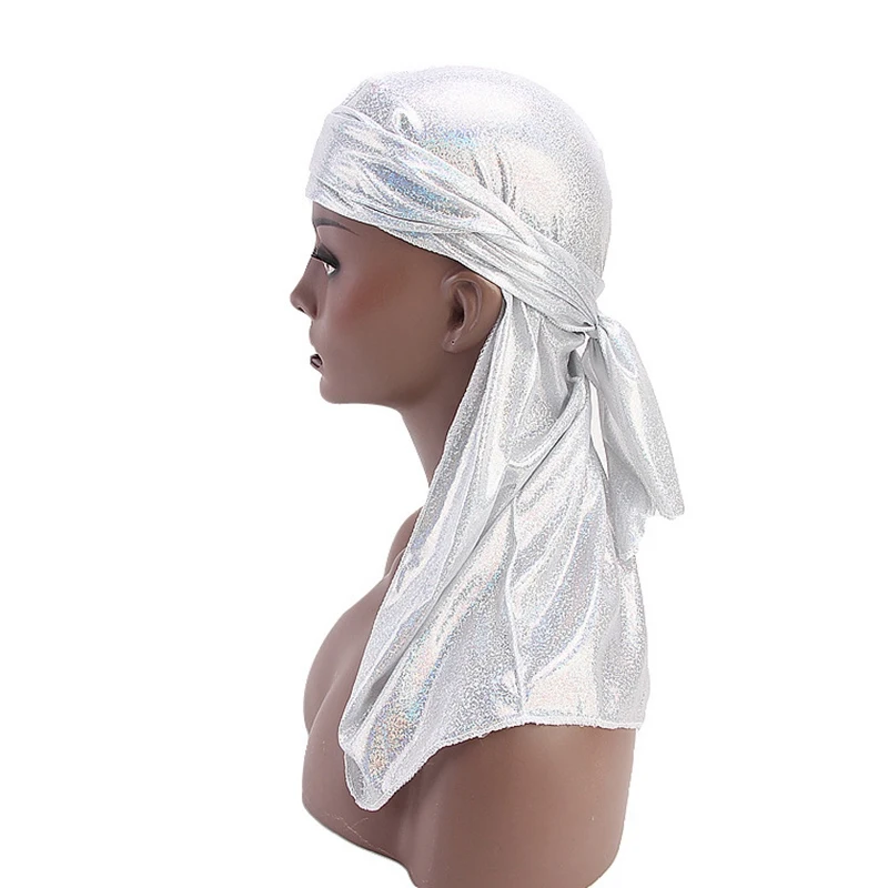 Doo Rags длинный хвостый перламутровый Блестящий шелковистый тюрбан шапка Повязка На Голову Бандана головные уборы одежда аксессуары