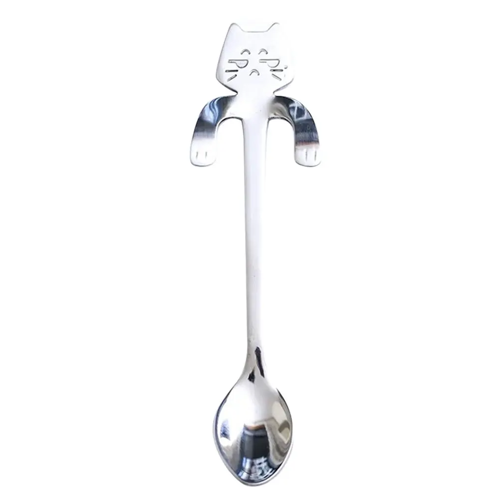 

Cute Cat Coffee Spoon 304 Stainless Steel Creative Mixing Spoon Dessert Spoon Can Be Hanging Along The Small Spoon