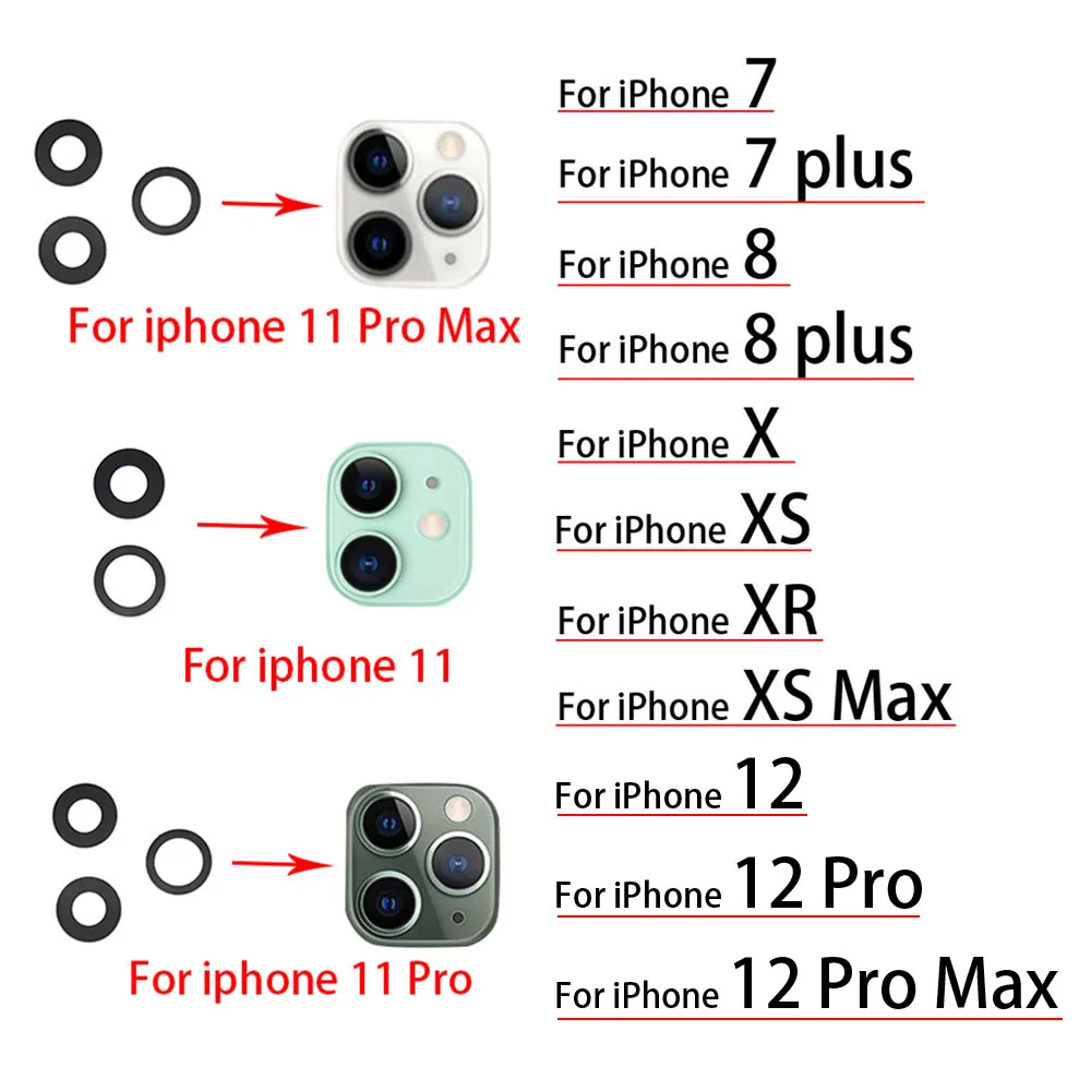 10pcs/lot,back Rear Camera Glass Lens For Iphone 6 7 8 Plus X Xr Xs 11 12  Pro Max With Adhesive Repacement Parts - Mobile Phone Housings & Frames -  AliExpress