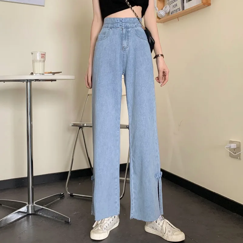 New Summer Korean Style Loose Harajuku BF Split Straight Jeans Wide Leg Pants Capri-Pants Women 2020 New Summer Korean Style Loose Harajuku BF Split Straight Jeans Wide Leg Pants Capri-Pants Women 2020