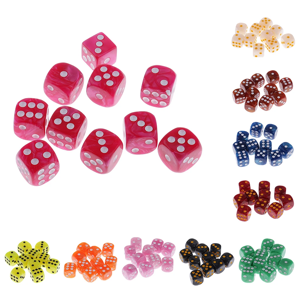 10 Pieces Plastic 6-sided Digital Dice D6 for Party Bar Table Game Accessory Gaming Dice Birthday Parties Board Game