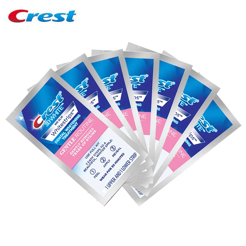 Crest 3D White Whitestrips Gentle Routine Teeth Whitening for Sensitive Tooth Gum Care Dental White Strips