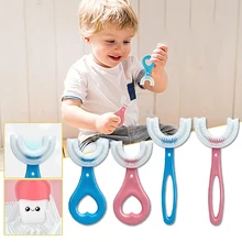 Kids U-Shaped Toothbrush Manual Training Tooth Brush Food Grade Soft Silicone Brush Head 360 Oral Teeth Cleaning Design Toddlers