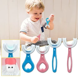 Kids U-Shaped Toothbrush Manual Training Tooth Brush Food Grade Soft Silicone Brush Head 360 Oral Teeth Cleaning Design Toddlers