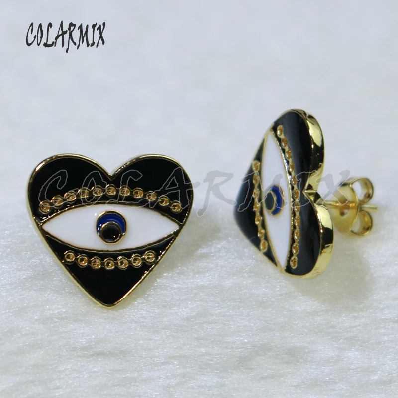 10 pairs hear earrings love stud earrings.enamel heart earrings tiny stud eye studs accessories for women fashion jewels 5806