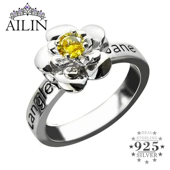 

AILIN 925 Sterling Silver Engraving Name Ring Flower Custom Birthstone Rings Wedding Peronalized Jewelry Valentine Day Gifts Mom