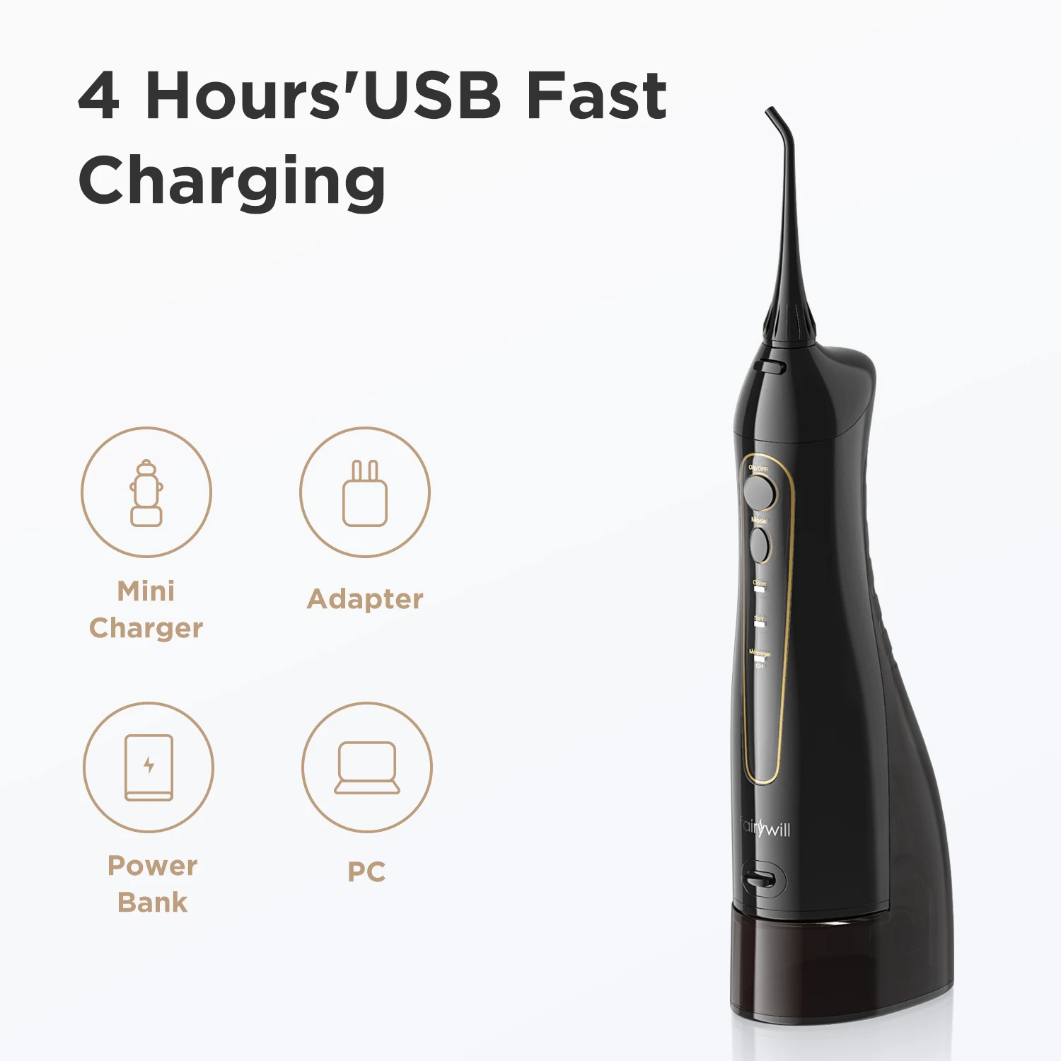 Recarregável, Water Floss Jet, Escolha de Dentes, 7 Pontas, 300ml,...