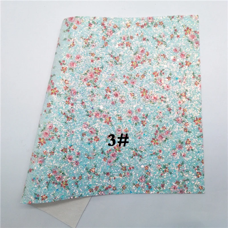 3 Glitterwishcome 21X29 см A4 размер цветы блеск с принтом ткань, толстый блеск кожи, блеск винил для луков, GM675A - Цвет: 3