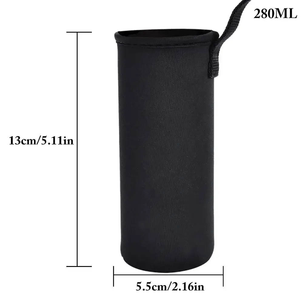 Black 280ml Спортивная крышка для бутылки воды, Неопреновая изоляционная втулка, сумка, чехол для 550 мл, портативный набор вакуумных чашек, спортивные аксессуары для кемпинга - Цвет: Black 280ml
