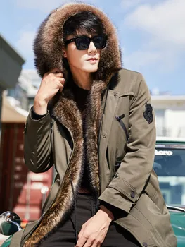 

Fur Parka Warm Winter Jacket Men Real Fur Coat Raccoon Fur Long Rabbit Fur Coats Veste Homme Hiver MG-1807061 KJ1528
