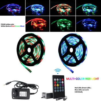 

12V RGB Tape LED Strip Waterproof SMD 2835 5M 10M 15M Flexible Neon Led RGB Strip lights Diode Music Controller Power Adapter