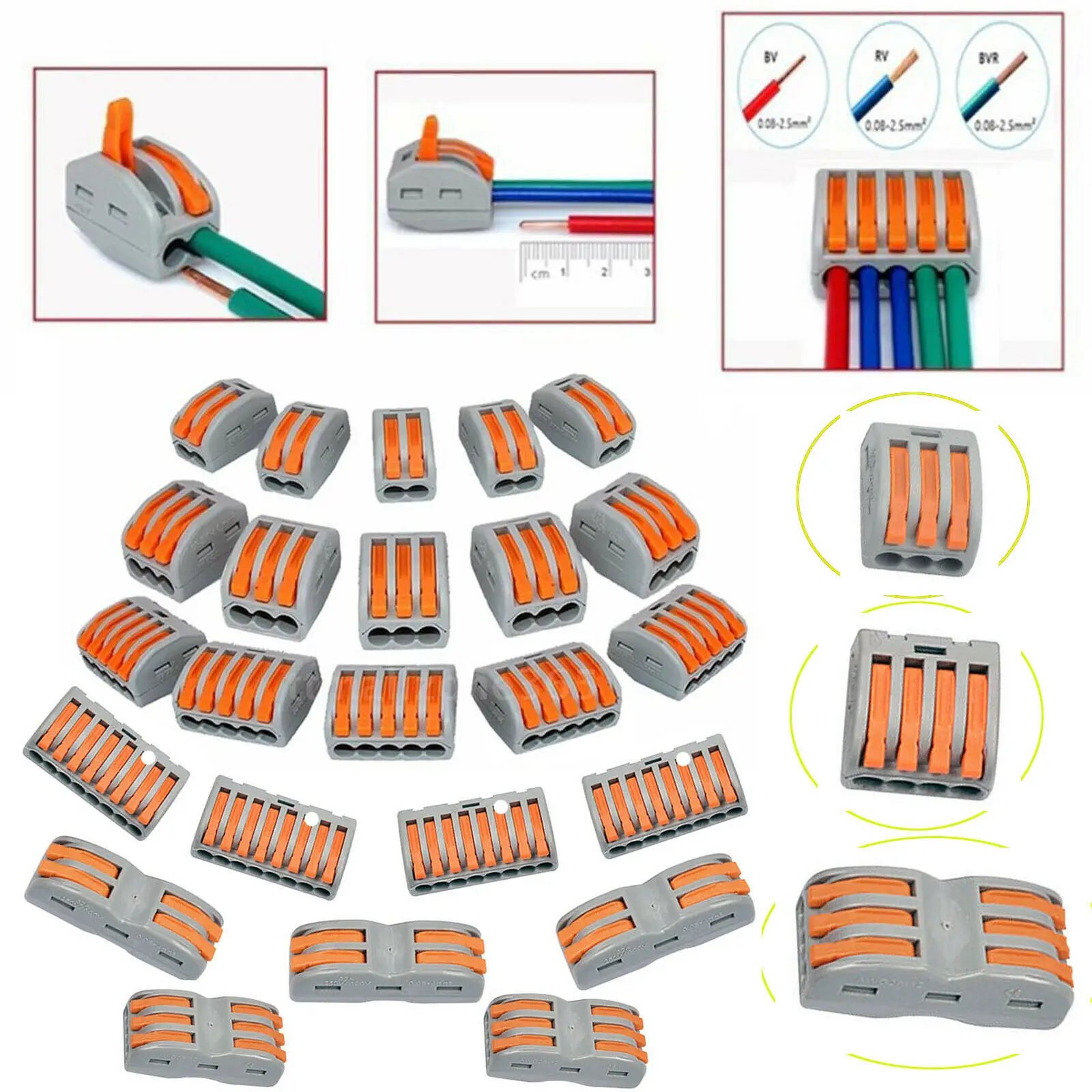 5-100Pcs PCT212-PCT218 SPL-2 SPL-3 Spring Lever Terminal Blocks 0.08-4mm Mini Wire Cable Connectors Conductor Threader Splitter