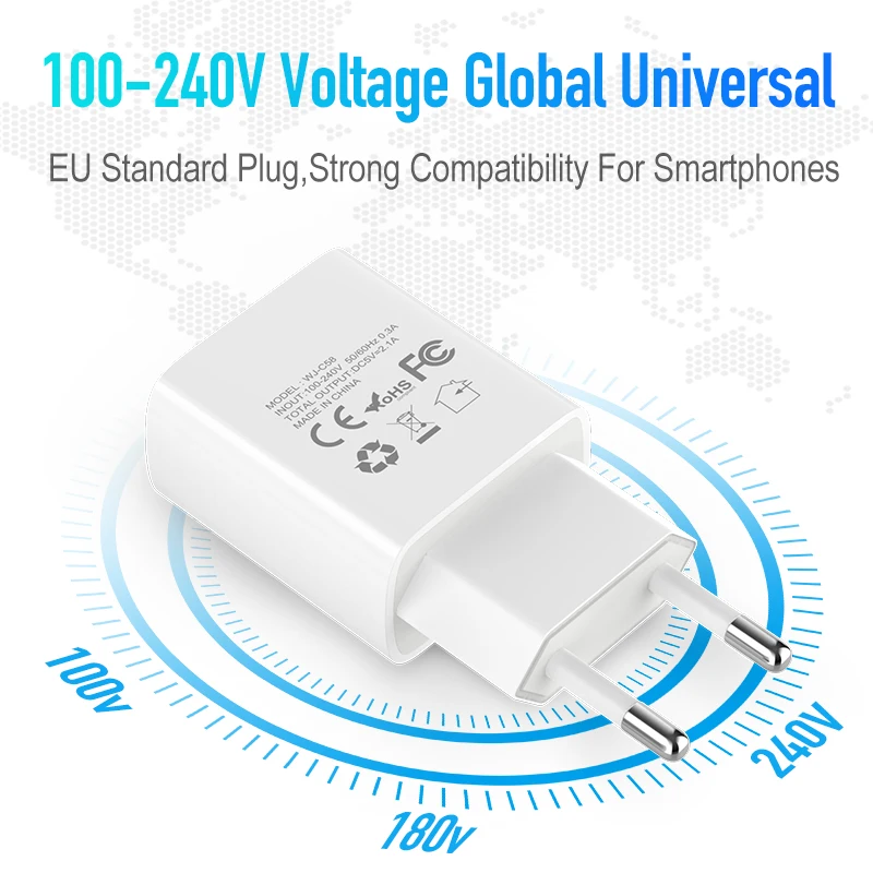 2A Быстрая зарядка 3 0 USB зарядное устройство ЕС настенный мобильный телефон