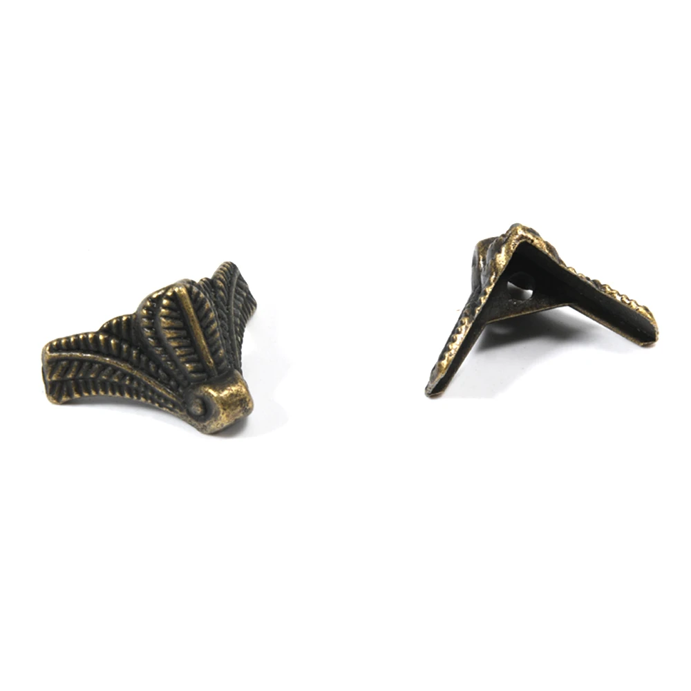 4PCS Antique Corner Protector Bronze Jewelry Chest Box Wooden Case Decorative Feet Leg Metal Corner Bracket Hardware Bracket furniture corner protector