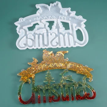 

Christmas Decoration Silicone Party Molds Doorplate Rectangle Resin Art Holiday Craft Supplies Mold Epoxy Resin Craft Supplies