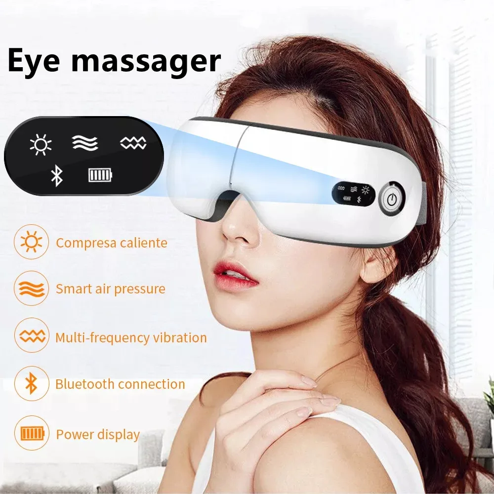 HOT SALES! Smart Airbag Vibration Eye Massager Eye Care Tool Heating Music Bluetooth Can Be Folded To Relieve Fatigue And Dark Circles