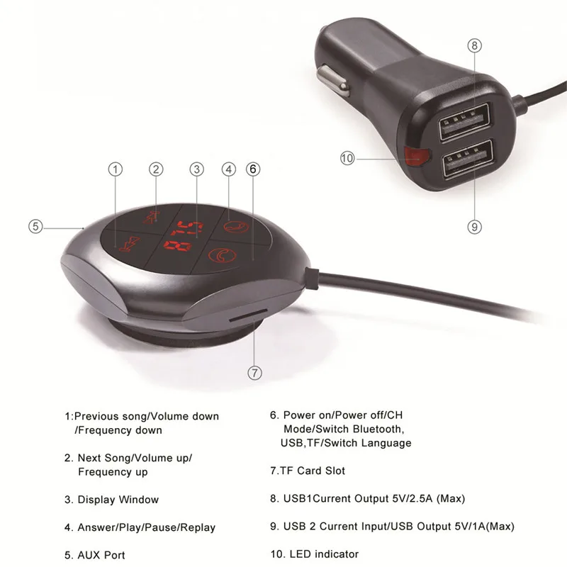Беспроводной Bluetooth Автомобильный MP3-плеер дисплей напряжения fm-передатчик двойной зарядное устройство USB голосовая навигация ручные звонки