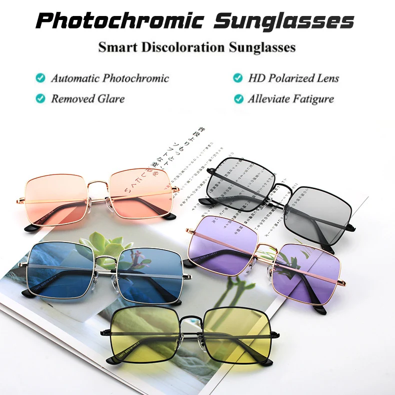 Топ Мода негабаритных стиль Солнцезащитные очки женские поляризованные океан цветные от солнца розовый Хамелеон мужские фотохромные очки для ночного вождения