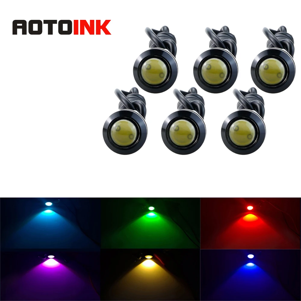 

AOTOINK 1Pcs Super Bright Eagle Eye Lights 23mm Daytime Running Lights Waterproof Signal Lamps Backup LED Black 12V