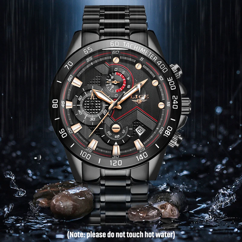 Relogio Masculino Lige Chronograph Mens Watches Stainless Steel Waterproof Date Quartz Watch Men-4