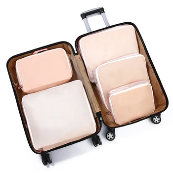 

5pcs Cosmetic Polyester Lightweight Travel Luggage Packing Clothes Organiser Foldable Bathroom Compression Storage Bag Set