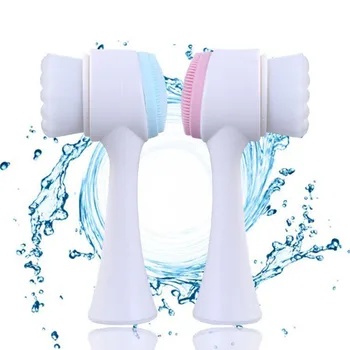 

Hot Sale Double Sides Multifunctional Silicone Facial Cleansing Brush Portable Size 3D Face Cleaning Massage Tool Facial Brush