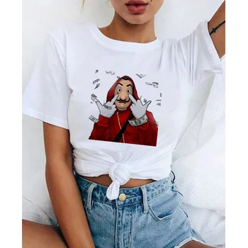 

Casual Female T-shirt The Paper House Clothes T-shirt Harajuku Hip Hop Short Sleeve shirt Heist Money T-shirts Top T-shirt Woman