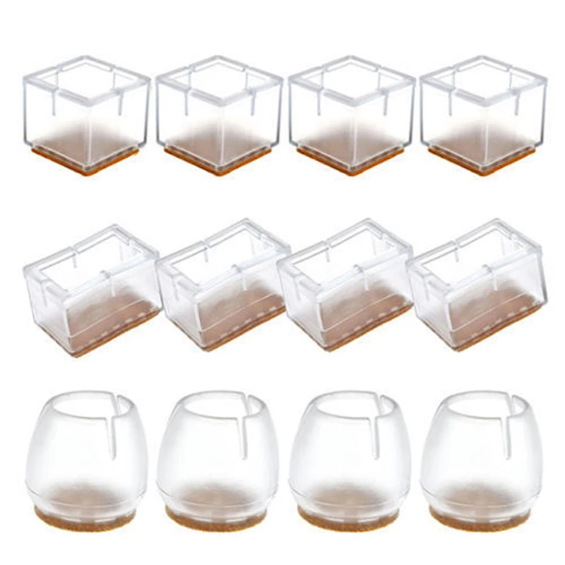 

16 Pieces Silicone 3 Shapes Foot Protection Bottom Cover Pads Chair Leg Cap Table Feet Covers Floor Protectors Furniture Legs