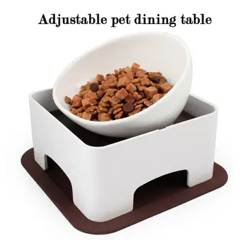 

Pet Dining Table Adjustable Non-slip Cat Bowl Stand Protection Spine Dog Tableware Plastic