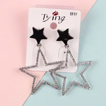 925, индивидуальное, Дутое, пятиконечная звезда уха ногтей женский корейский темперамент длинный абзац кулон леггинсы для диких личностей! Серьги