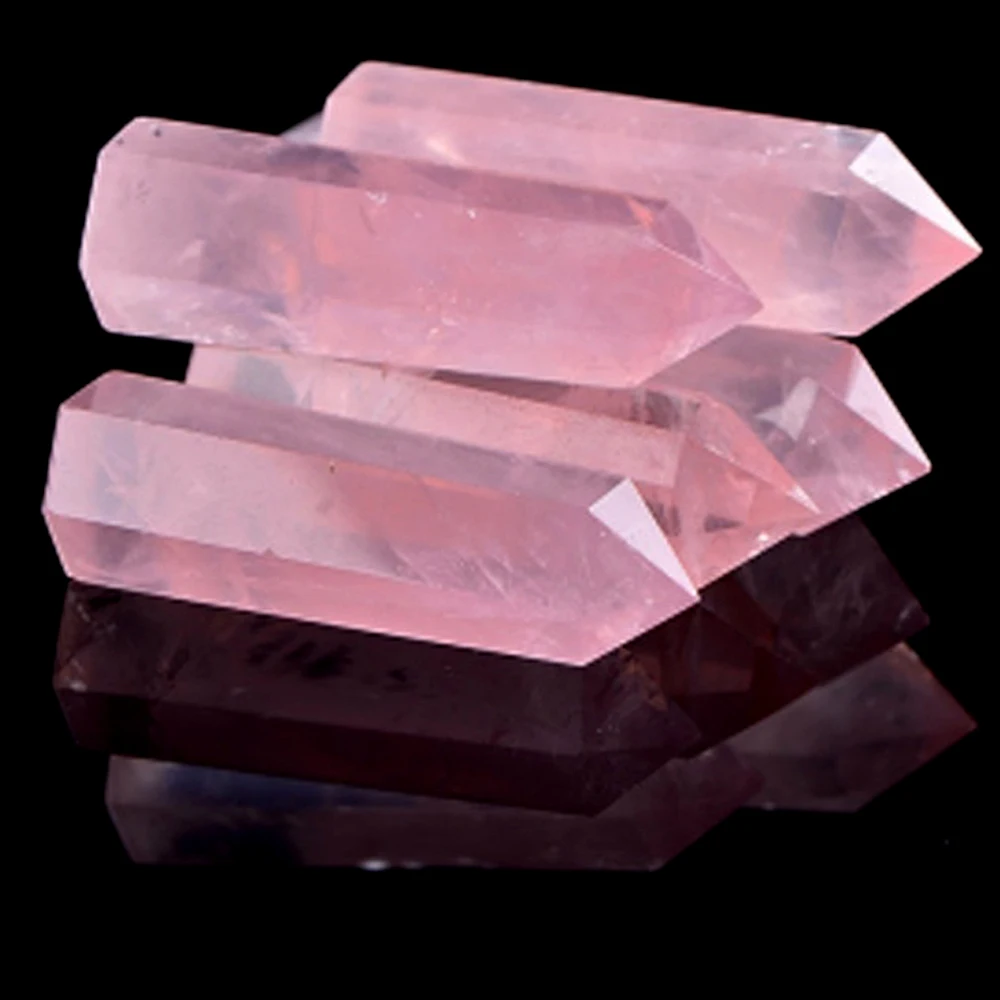 

Natural Powder Crystal Six Prisms Donghai Crystal Rough Stone Powder Crystal Single Pointed Pillar Living Room Home Decorations