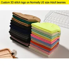 20pcs beanie 3D стежка логотип зимние шапки для женщин взрослых эластичный череп вышитый на заказ логотип шапочки США большой размер капот