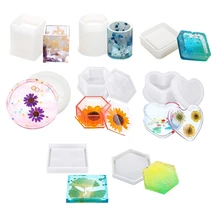 8Pack Silicone Resin Mold Set Box Mold Coaster Pen Holder Mold Bowl Cushion Resin Mold for DIY Resin Crystal
