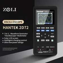 Hantek multímetro digital, 2c42 2c72 2d42 2d72 multímetro digital examinador osciloscópio gerador de forma de onda 3 em 1 portátil usb 2 canais 40mhz 70mhz lcd lcd