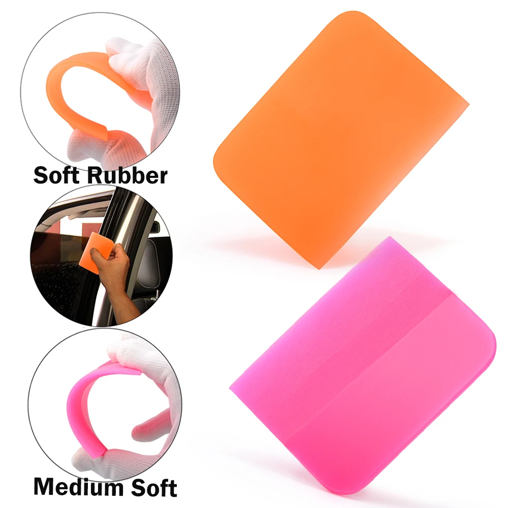 

EHDIS 2pcs Window Tint Squeegee Carbon Fiber Vinyl Film Soft Rubber Scraper Car Cleaning Water Wiper Remover Auto Wrapping Tools